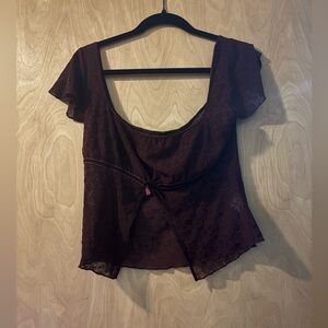 Dolls Kill Burgundy Lace Top